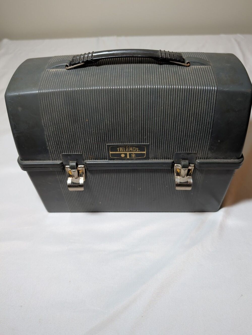 Vintage Thermos Dark Gray Plastic Lunch Box Dome Pail King Seeley KST  Made USA